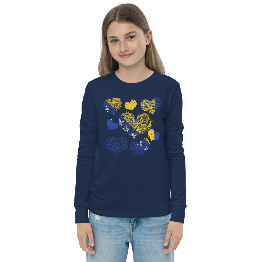 Kids Bosnian Hearts long sleeve tee