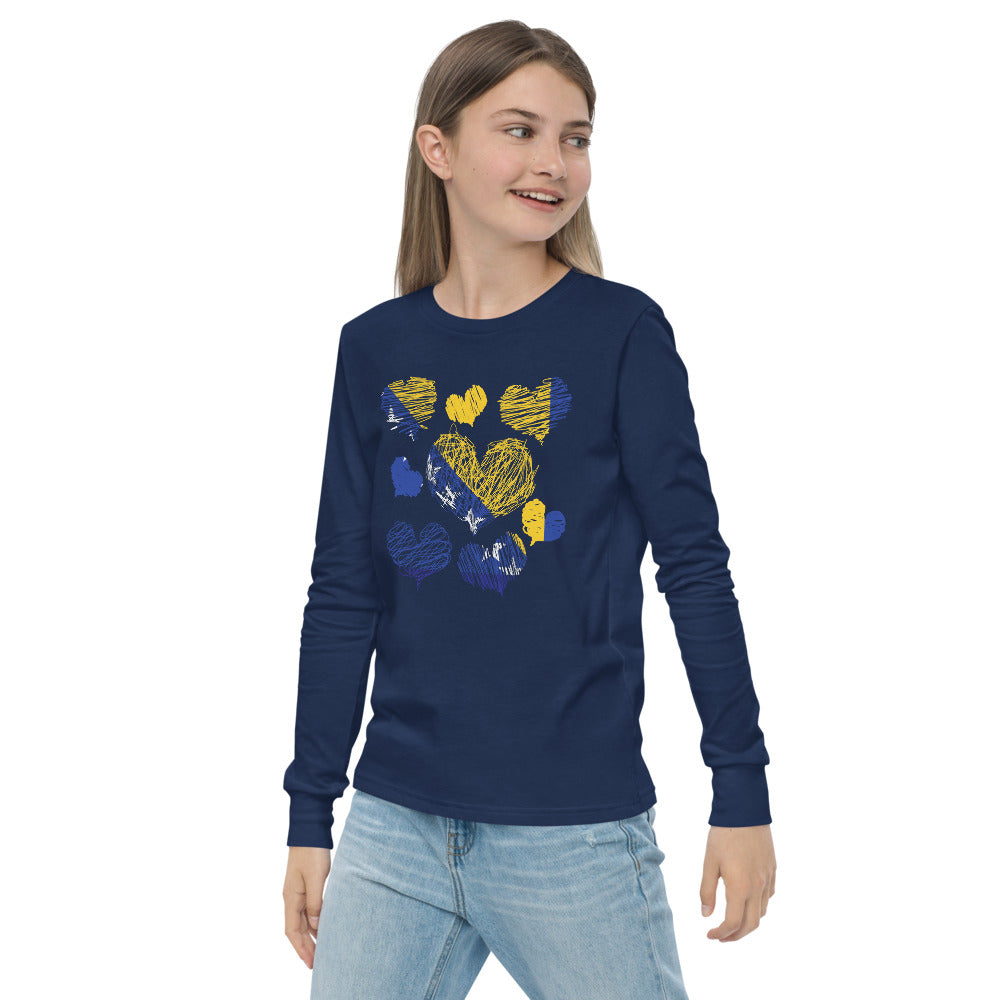 Kids Bosnian Hearts long sleeve tee