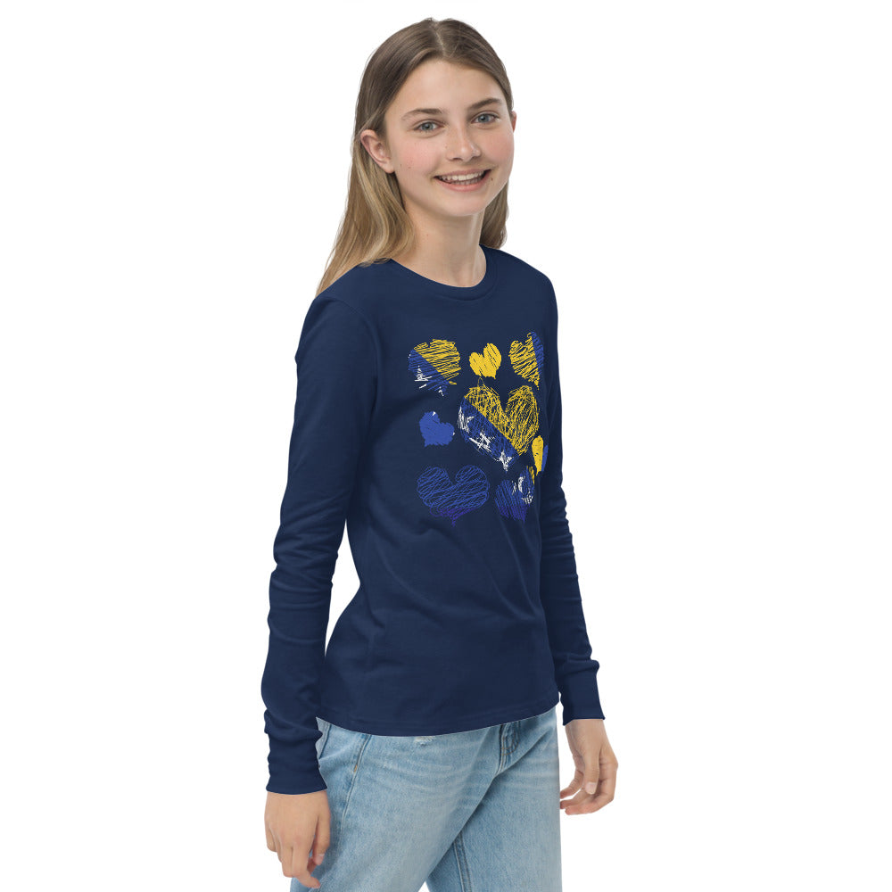 Kids Bosnian Hearts long sleeve tee