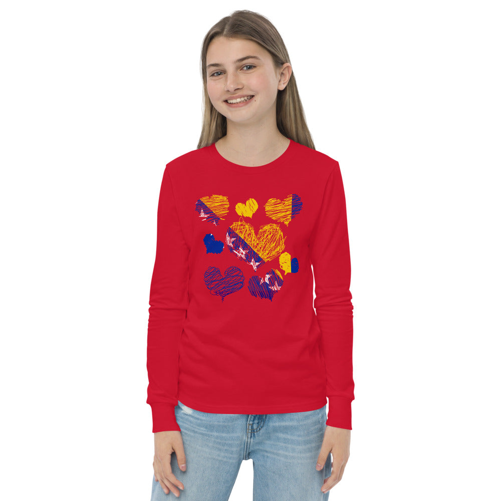 Kids Bosnian Hearts long sleeve tee