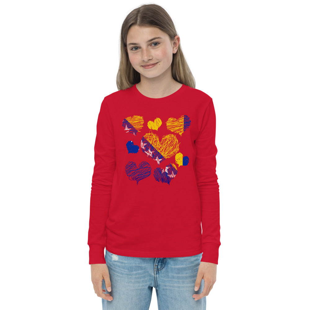 Kids Bosnian Hearts long sleeve tee