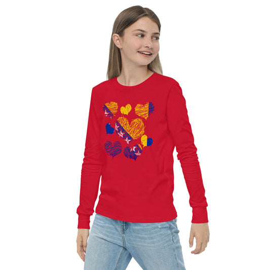 Kids Bosnian Hearts long sleeve tee