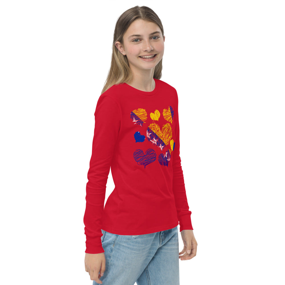 Kids Bosnian Hearts long sleeve tee