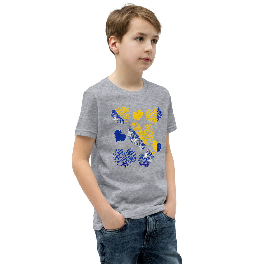 Kids Bosnian Hearts Short Sleeve T-Shirt