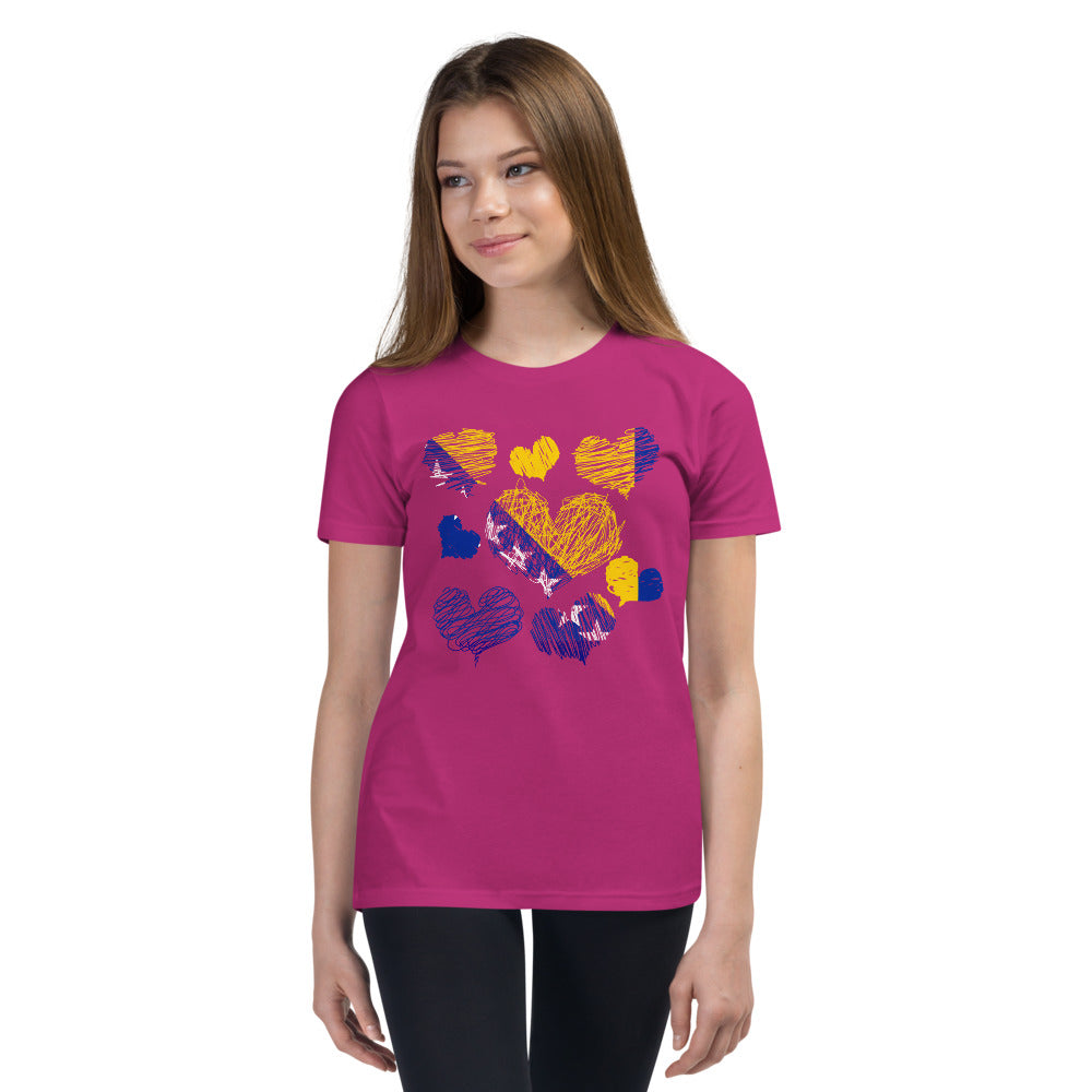 Kids Bosnian Hearts Short Sleeve T-Shirt