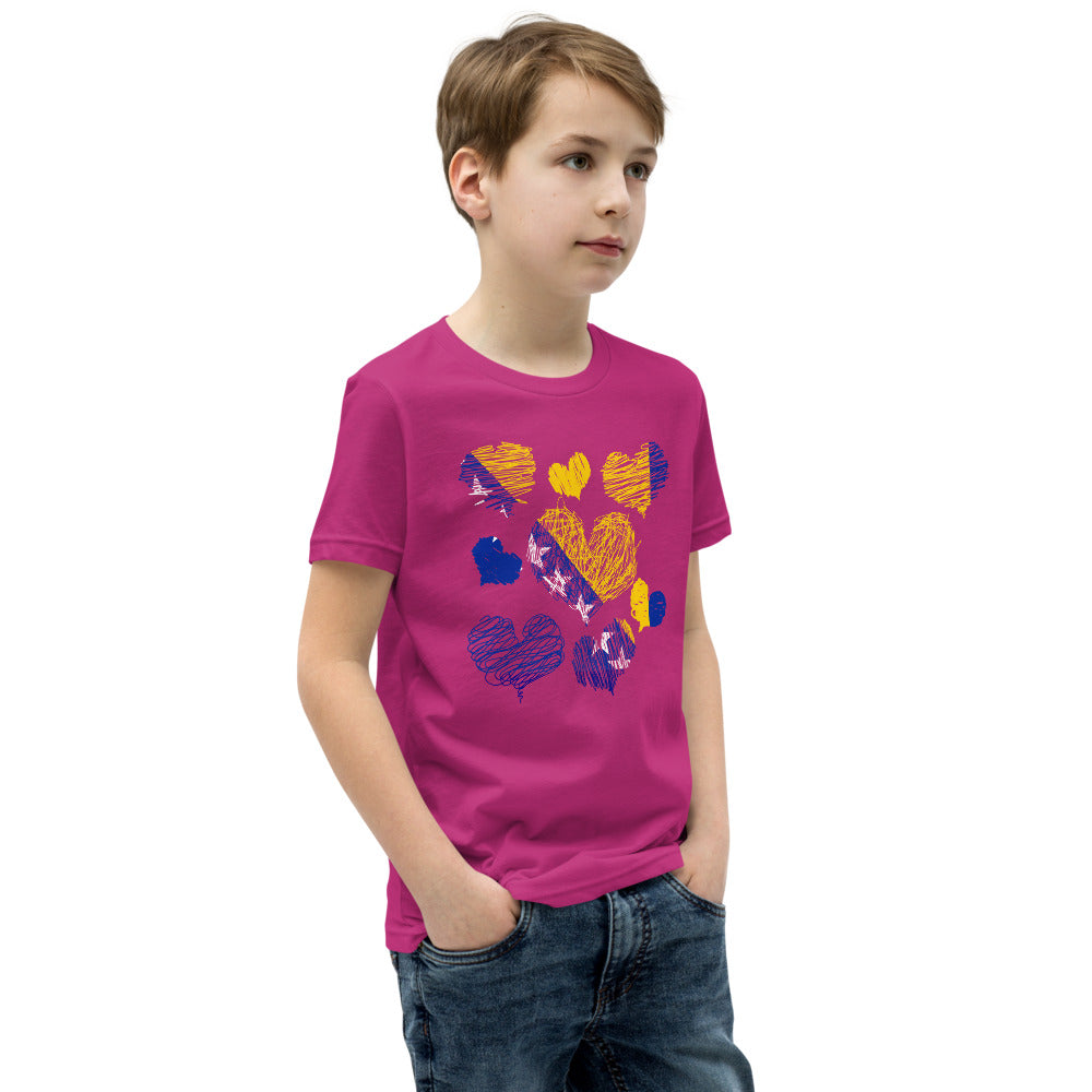 Kids Bosnian Hearts Short Sleeve T-Shirt