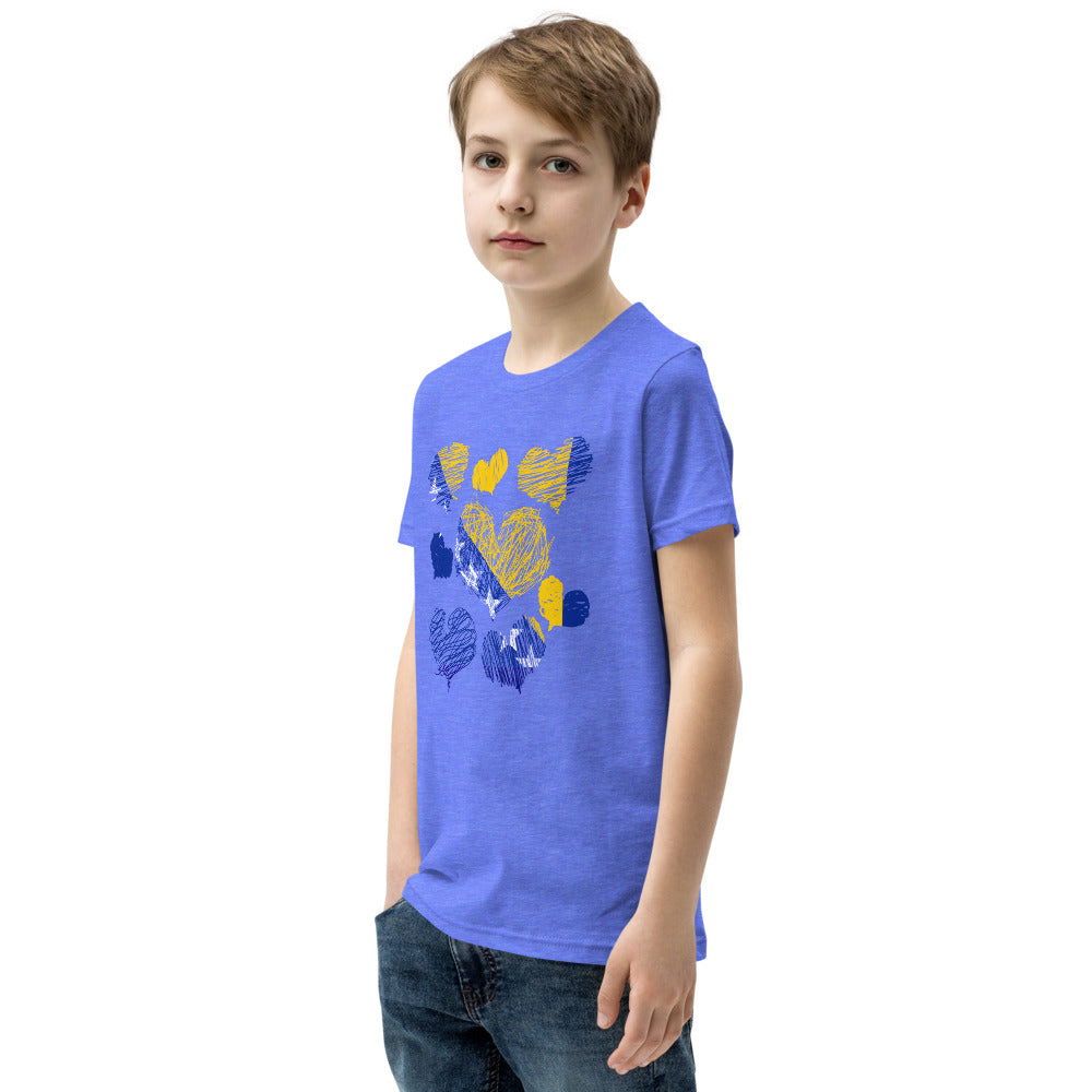 Kids Bosnian Hearts Short Sleeve T-Shirt