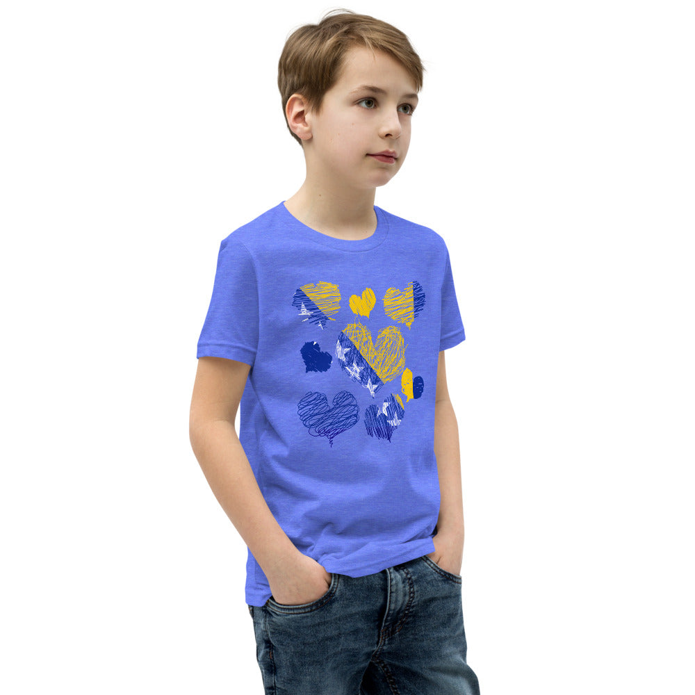 Kids Bosnian Hearts Short Sleeve T-Shirt