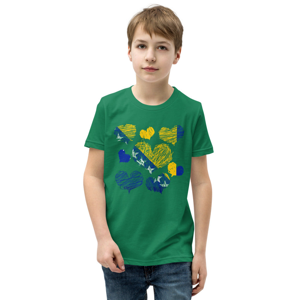 Kids Bosnian Hearts Short Sleeve T-Shirt