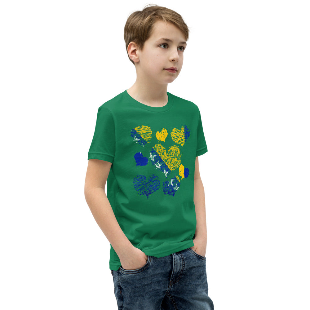 Kids Bosnian Hearts Short Sleeve T-Shirt