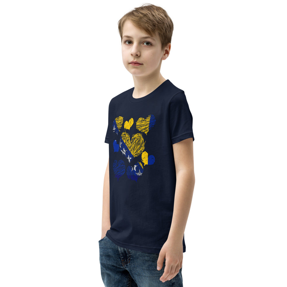 Kids Bosnian Hearts Short Sleeve T-Shirt